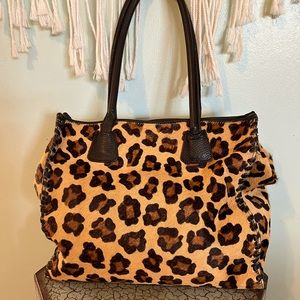 Claudia Firenze genuine leather leopard print shoulder bag